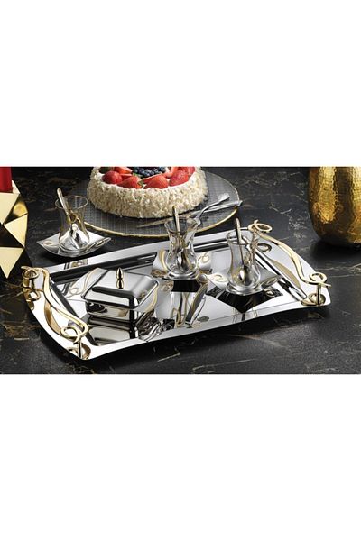 ÖzSa Home Islamoğlu Inna Gold 40 Piece Tea Set 304 Quality Stainless Steel