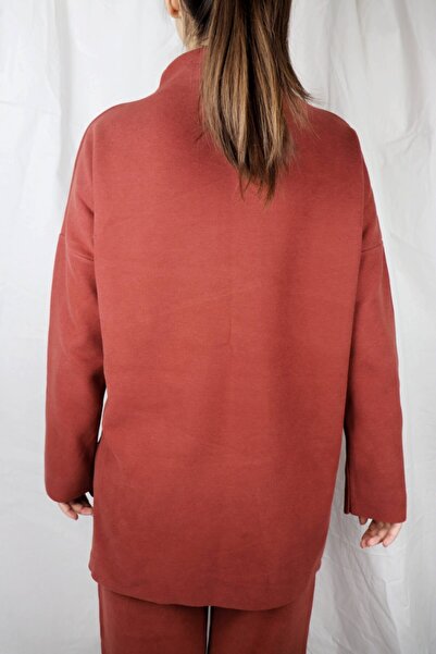 AS Anita Store Women's Brick Color Knitwear Tunic with Side Slits