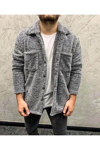 Baycombine35 Men's Gray Plush Jacket
