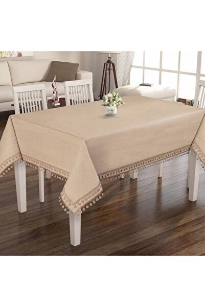 Elegante Design Fancy Lınen Collectıon Masa Örtüsü - 160x320 Cm - Bej