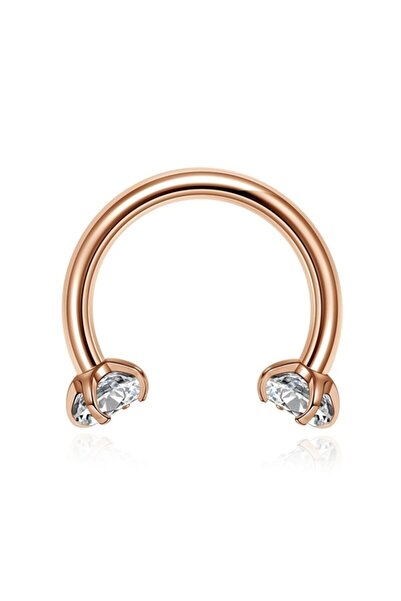 Vilma Aksesuar Cerrahi Çelik Taşlı Piercinghelix - Kıkırdak - Septum (8mm) Rosegold Renk