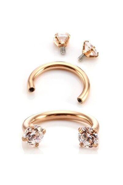 Vilma Aksesuar Cerrahi Çelik Taşlı Piercinghelix - Kıkırdak - Septum (8mm) Rosegold Renk