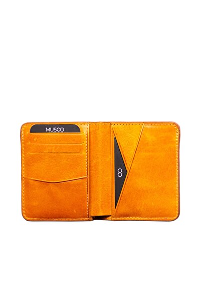 MUSOO DERİ 1. Kalite Crazy Hakiki Deri Dikey Spor Cüzdan