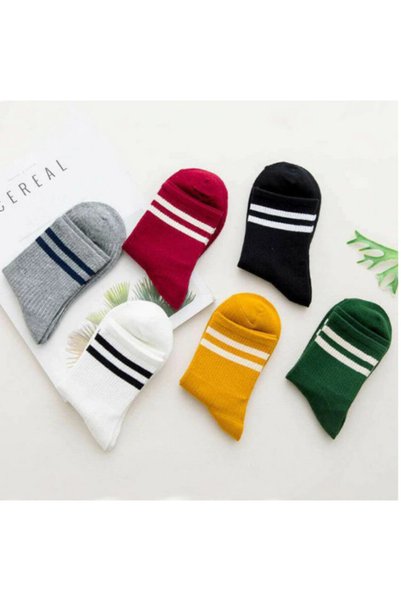 MinaCarin Unisex Mixed Color Striped Tennis Socks Pack of 6