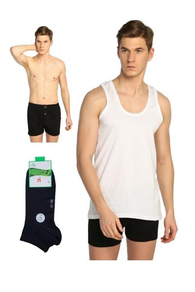 Tutku Ανδρικά χτενισμένα βαμβακερά εσώρουχα Havlubel Boxer Dündar Socks