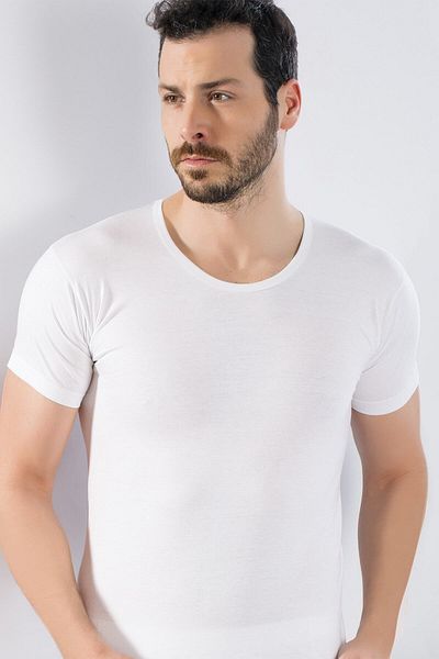 LÜXDRM Luxury Drm Men's White 2' Li Bicycle Collar Short Sleeve Cotton Undershirt 150