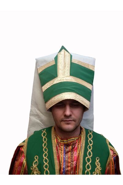 DilekKostüm Yeniçeri Green Hat Beret Ottoman Börk Kuruğu