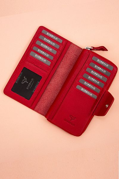 Garbalia Red Genuine Leather Lobby Portfolio - Women's Wallet