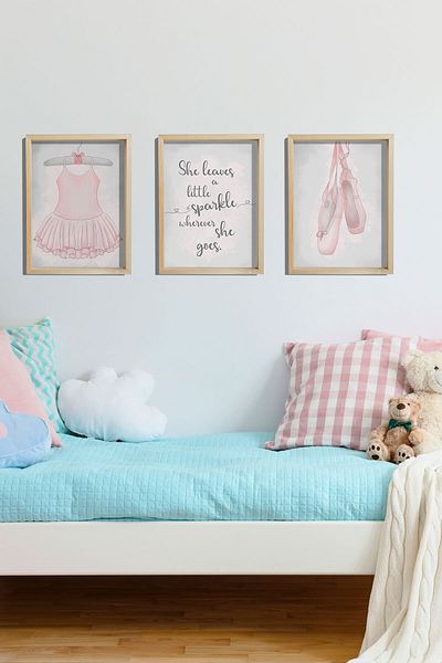Dekor Loft Ζωγραφική τοίχου βρεφικού και παιδικού δωματίου με φυσικό πεύκο Ημερολόγιο μπαλαρίνας