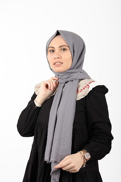 Sima شال قطن جاز - رمادي