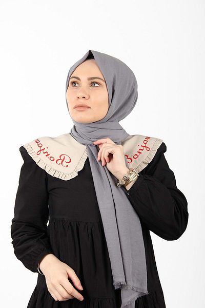 Sima شال قطن جاز - رمادي