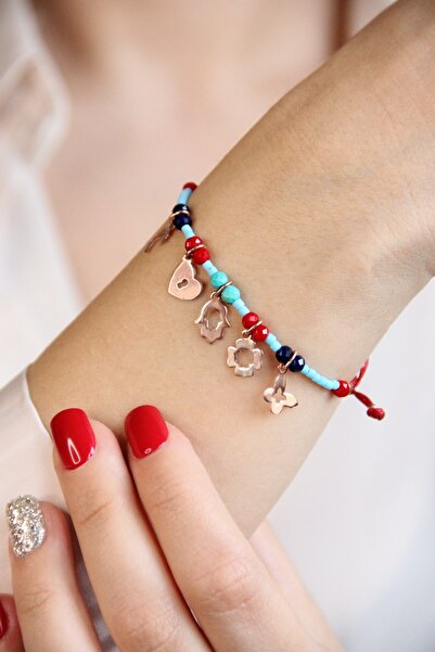 Argentum Concept Çok Figürlü Gümüş Makrome Şans Bilekliği - B080501