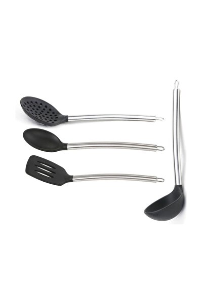 Epinox Silikon Servis Seti Çelik Sap 4lü Silikon Kaşık Silikon Kevgir Silikon...