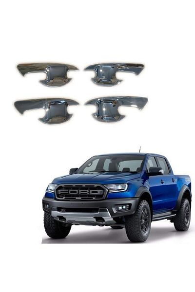 OLED GARAJ T7 Nickel-Plated Door Handle Inner (Dish) Skin Compatible With For Ford Ranger (2015-2018)