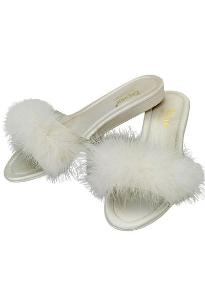 Espuar Women's Ecru Furry Ballerina Slippers 566