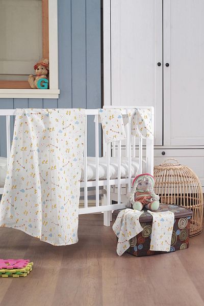Evim Home Muslin Baby Blanket + Mouth Diaper (4 Pieces) 90*80, Yellow, Jeyan