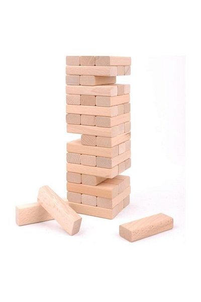 palmiyestore Palm 54 Piece Jenga Balance Game 100% Natural Wood