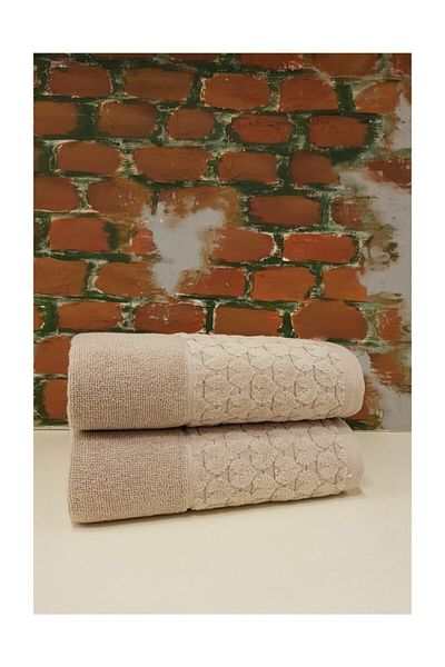 Özdilek 2 Pieces Adria Hand and Face Towel 50x90 Cotton Beige
