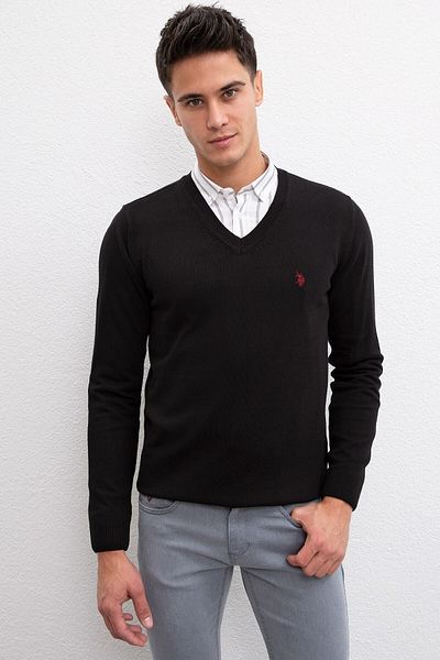 U.S. Polo Assn. Черен мъжки пуловер