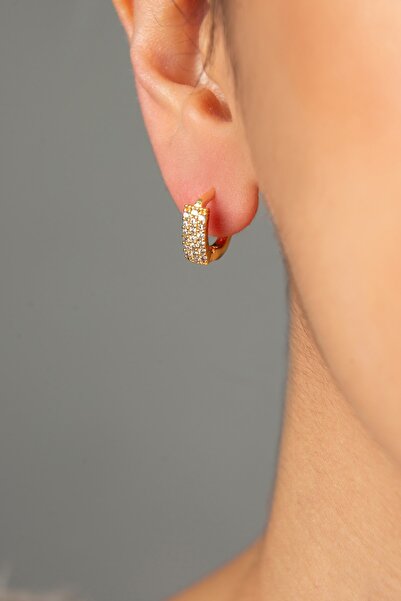 Elika Silver Kadın Altın Kaplama Taş Detaylı Küpe