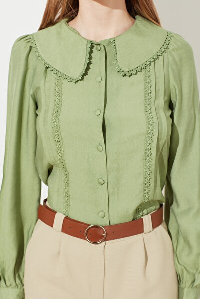 Trendyol Collection Baba galléros menta csipke részlet - normál szabású, szőtt, TWOSS21GO0035