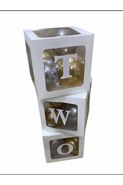 kidspartim Şeffaf Kutu Two Yazılı Harf Beyaz 25 Cm