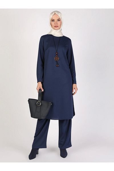 Ecesun Women's Indigo Tunic Trousers 2-Piece Set