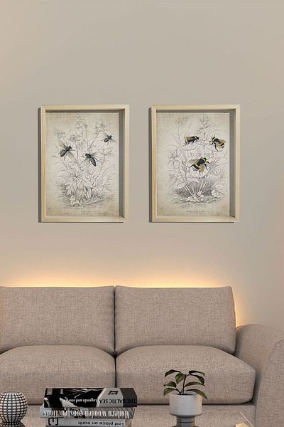 Dekor Loft Ζωγραφική τοίχου με φυσικό πεύκο Αρχαίο μέλισσα και μέλισσα