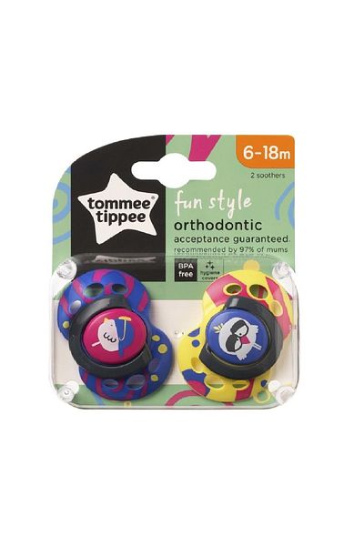 tommee tippee Fun Style Orthodontic Pacifier 2 Pack 6-18 Months