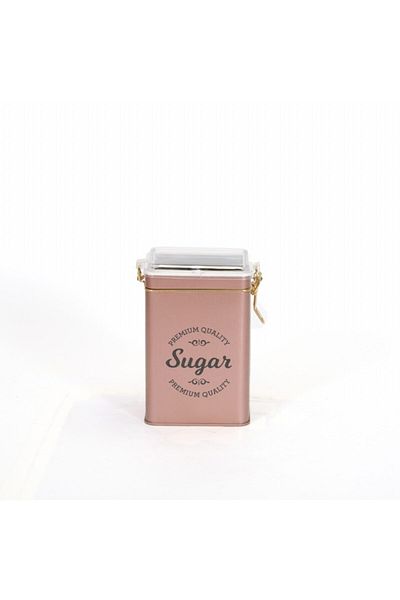 EVLE Ef043-k6 Sn_sugar Rose Patterned Rectangular Metal Storage Container 8x10 Cm