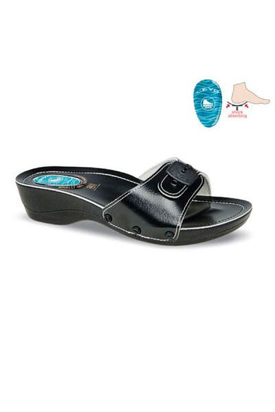 Ceyo Minelli Heeled-2 Black Anatomical Orthopedic Gel Women's Slippers