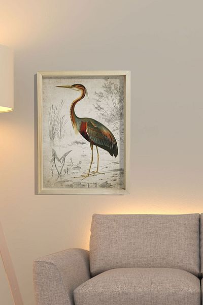 Dekor Loft Ζωγραφική τοίχου με φυσικό πεύκο Πουλί του Ψαρά