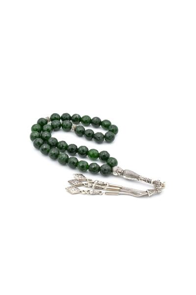 Murty99 Mărgele de rugăciune din piatră de jad naturală cu tăiere cu fațete a...