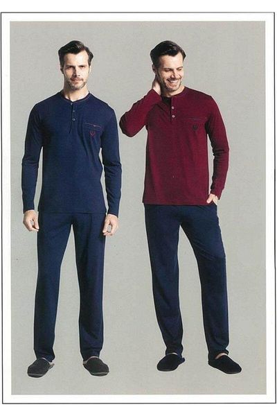 Eros طقم بيجامة O Placket للرجال