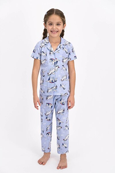 ROLY POLY Kadın Buz Mavisi Önden Düğmeli Pijama Takımı