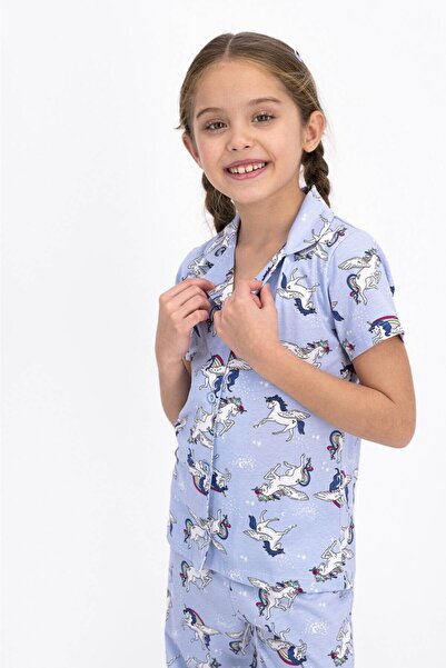 ROLY POLY Kadın Buz Mavisi Önden Düğmeli Pijama Takımı