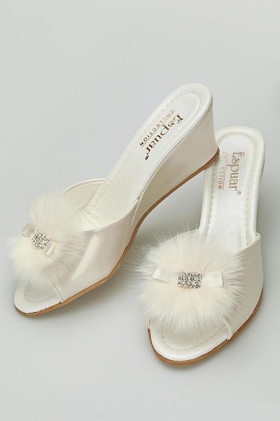 Espuar Women's Furry Stone Ballerina Slippers Ecru 502