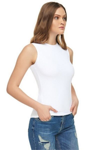 Tutku Elit Tricou de atletism cu mâneci zero din elastan alb pentru femei 3 piese