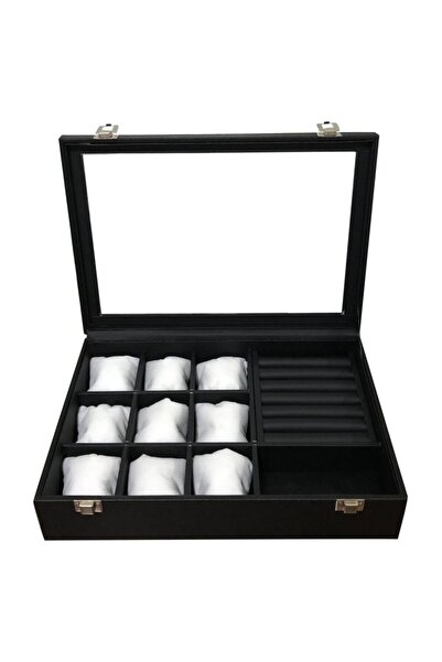 Polo Cross Saat Yüzük Koldüğmesi Ve Gözlük Çok Amaçlı Takı Kutusu Siyah Içi S...