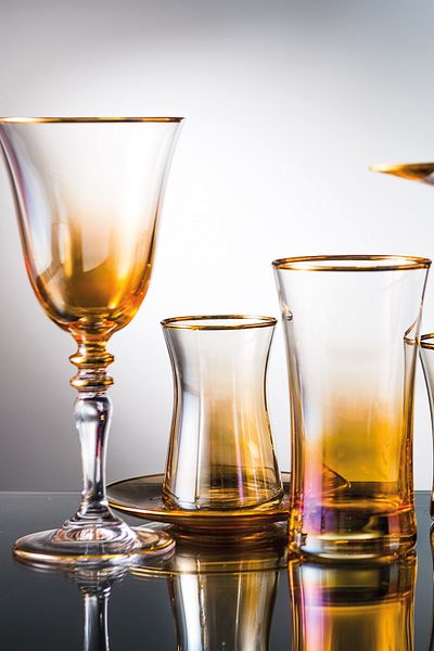 KCD Soprano Yellow 49 Piece Glass Tableware Presentation Dowry Set Cutting Decor Water Cup Set