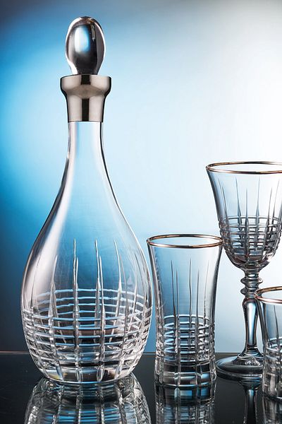 KCD Helen Platinum 49 Piece Glass Tableware Presentation Dowry Set Cutting Decor Water Cup Set