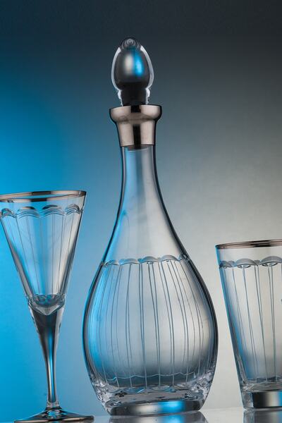 KCD Zerafet Platin 49 Parça Cam Sofra Sunum Çeyiz Seti Kesme Dekor Su Bardak ...