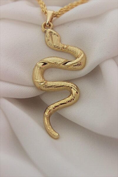 Sevgi Bağı Yılanlı Altın Kaplama Kolye