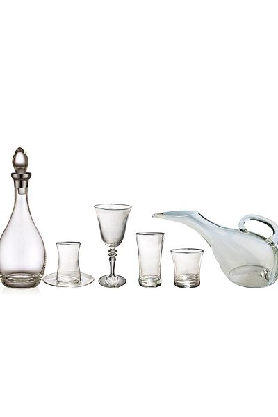 KCD Soprano Platinum 61 Piece Glass Tableware Presentation Dowry Set Water Cup Set Cutting Hand Decor