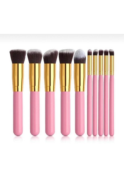 MT Gold Beauty Beauty Makeup Brush Set 10 Pieces Pink