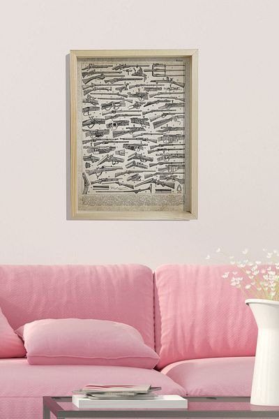 Dekor Loft Pictură murală cu ramă de pin natural Arme antice