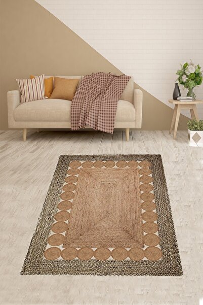 on the clouds Jüt Hasır Kilim Görünümlü Dijital Baskılı Kaymaz Taban Yıkanabi...