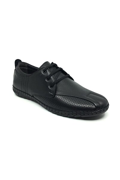 Men's Black Genuine Leather Orthopedic Summer Casual Flats 38-47