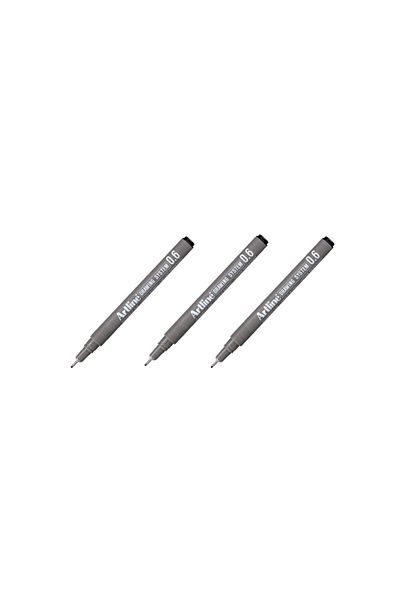 artline Drawing System Technical Drawing Pen 0.6 Mm Black 3 Pieces