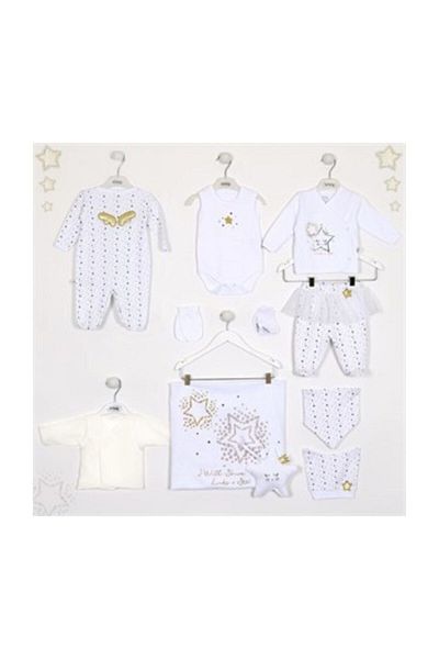İmaj White Little Stars 10-Piece Girl's Overalls Set